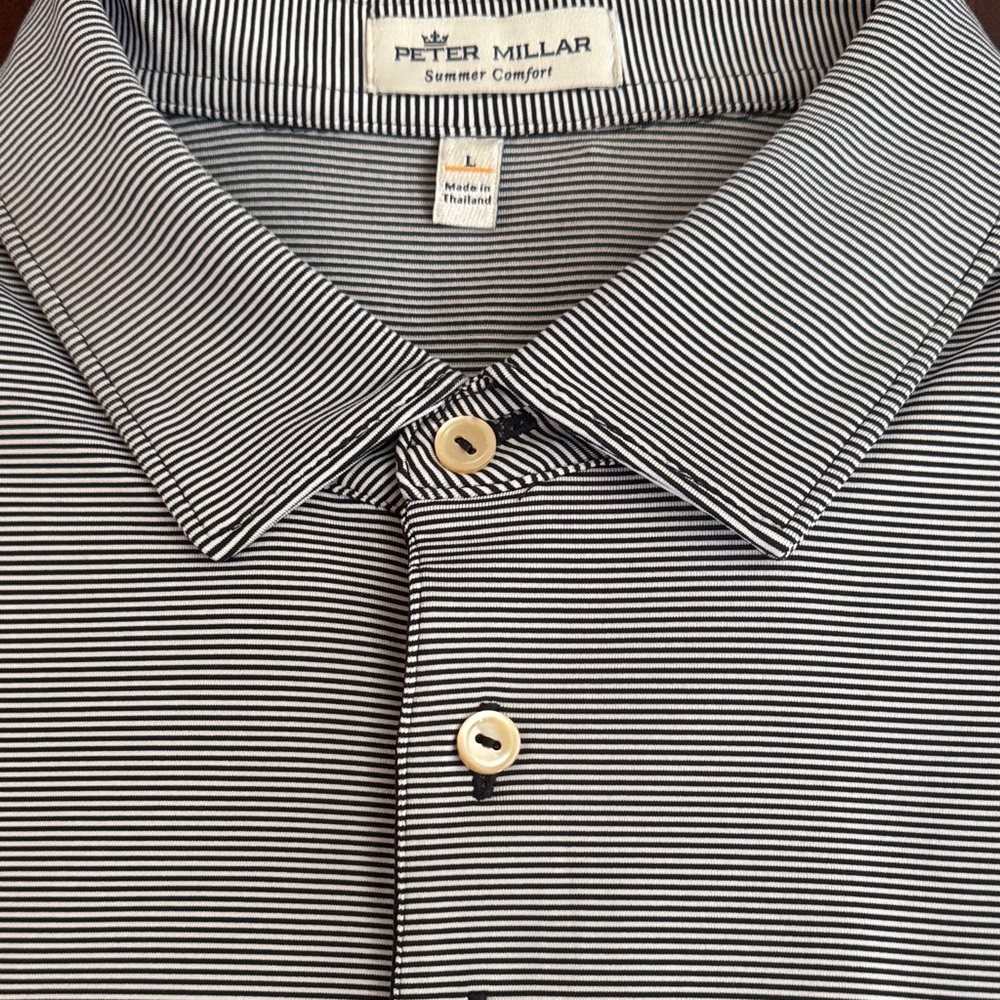 Peter Millar Vandy Game Day Black and White Striped Polo